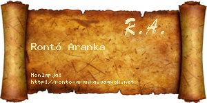 Rontó Aranka névjegykártya