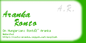 aranka ronto business card